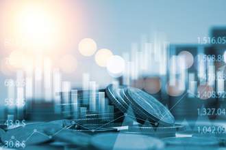 coins and stock market graphic