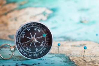 compass set on a map