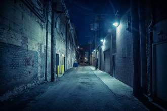 creepy dark alleyway
