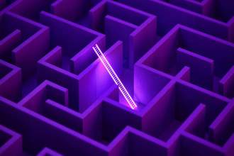glowing white ladder in a purple maze