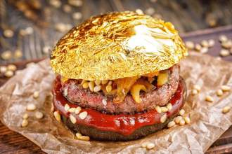 gold plated bun on a gourmet burger