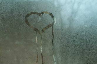 heart painted on a frosted glass