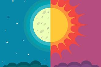 illustration of half sun and half moon