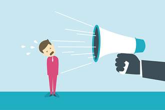 illustration of megaphone yelling at person