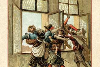 illustration of the defenestration of prague