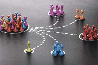 large group being split into smaller groups