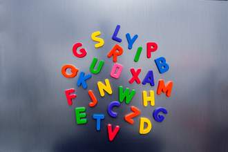 magnetic letters on fridge