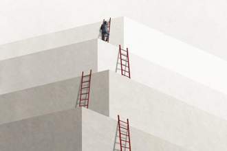 man using ladder to reach his goal