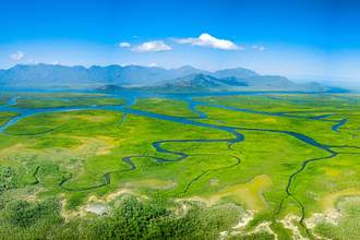 meandering river on plains