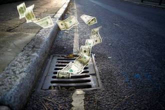 money running down the drain