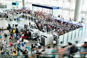 overview sight of an international airport terminal security
