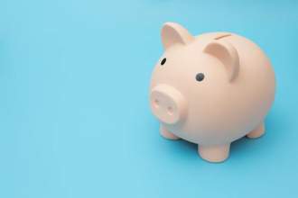 piggy bank on blue background
