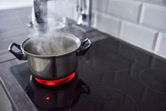 pot starting to boil on stove