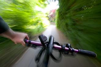 pov of person riding fast on bike