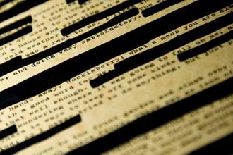 reading text with sentences crossed out