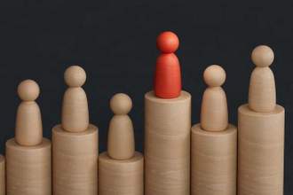 red pawn sitting high above the rest of the regular colored pawns