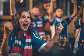 soccer fans cheering