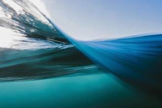 split view of blue ocean waters surface