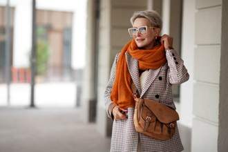 stylish older woman posing