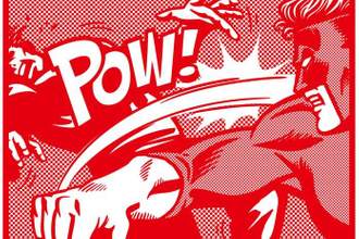 superhero punching through the air with the word pow sitting above