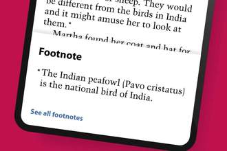 tablet with the footnote at the bottom of the page opened for more context to a sentence