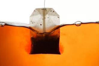 teabag dipped in hot water