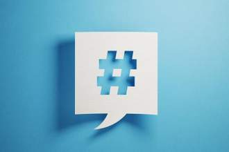 text box with with hashtag symbol cut out