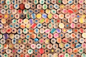 the ends of multicolored pencils