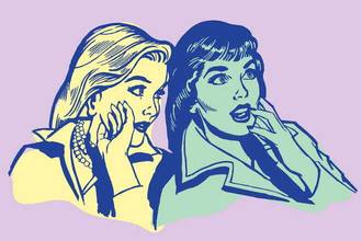 vector illustration of two women chatting together
