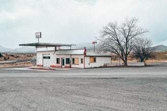 view of an abandoned gas station