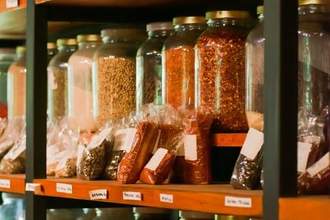 view of an assortment of spices inside a spice bazaar