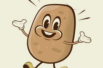 walking and smiling vintage potato cartoon