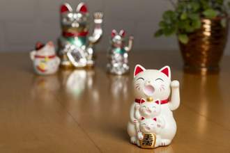 white maneki-neko cat figure