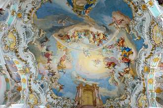 wieskirche pilgrimage church ceiling