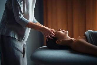 woman getting a relaxing head massage