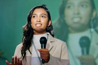 woman making a public speech