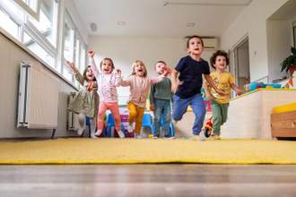young children running towards you