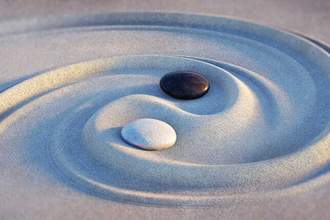 zen garden with textured sand