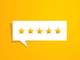 a speech bubble of five stars