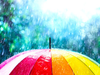 rain on rainbow umbrella