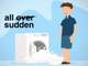 illustration of a man watching a washing machine overflow
