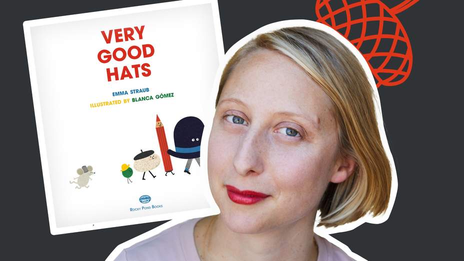 emma straub novelist and childrens book writer with her book very good hats