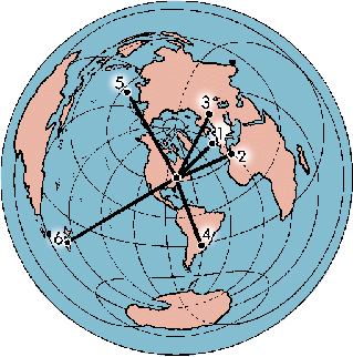 Illustration of <span class=syl>azimuthal equidistant projection</span>
