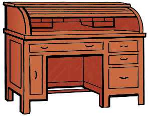 Illustration of rolltop desk