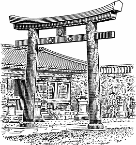 Illustration of torii